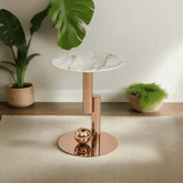 Siena Cultured Marble Side Table (Rose Gold Base) - Maxi Home Furnishing